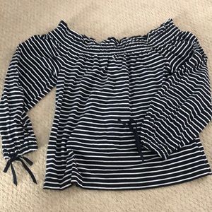 Off shoulder banana republic striped top